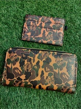 Camouflage Zip Wallet and Card Holder - Brown & Green